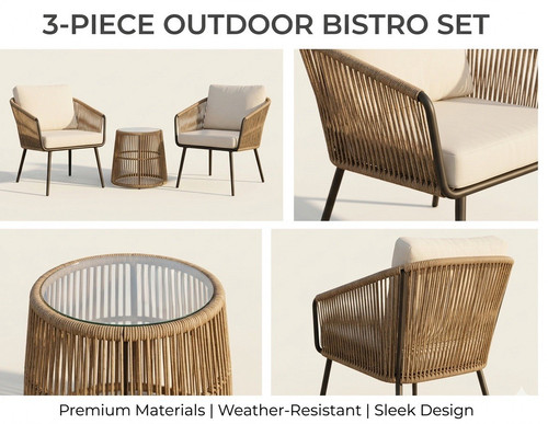 Piece outdoor rattan bistro - rattan,